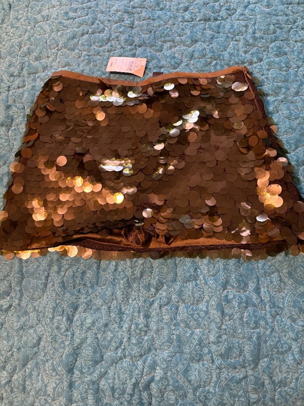 Windsor Metallic Bronze Disk Sequin Mini Skirt/Skort Size S. NWT